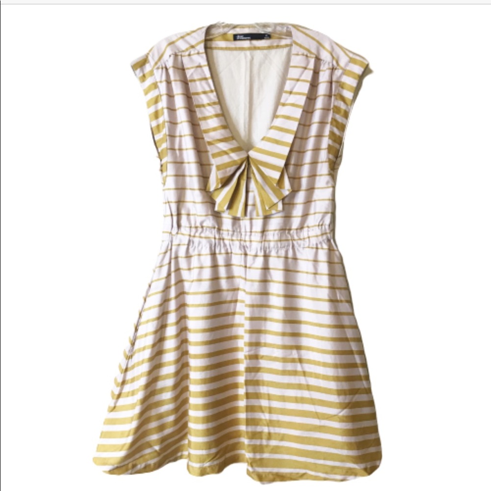 Dear Creatures Yellow and White Striped Mini Dress